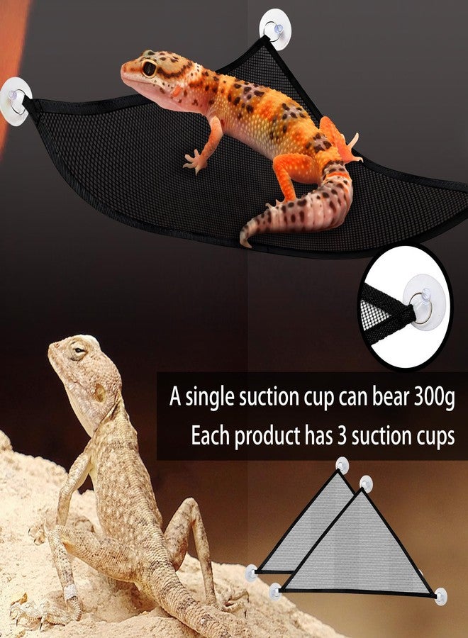 Hokable 2 Pcs Bearded Dragon Lizard Hammock, Triangular, Breathable Mesh, Black, 13" x 13" x 19" - Image 2